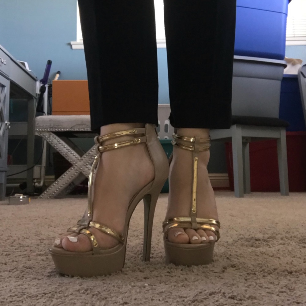 Nude and gold heels